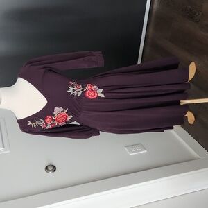 eShakti deep purple dress with embroidered florals